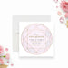 blush pink wedding save the date card with jewel-inspired geometric frame, refined linework, elegant lettering, and custom wedding details-front