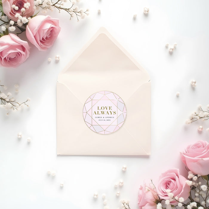 Blush Pink Wedding Invitation Jewel Inspired Design