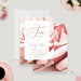 blush rose tea party invitation with soft floral background, elegant script lettering, and customizable event details-front-back
