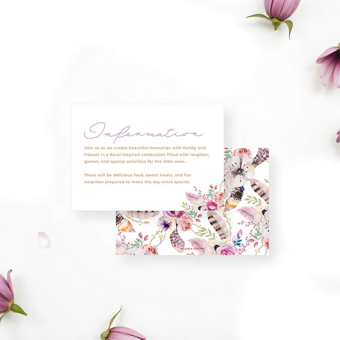 Boho Floral Birthday Invitation Girls Antler Photo Party Invite
