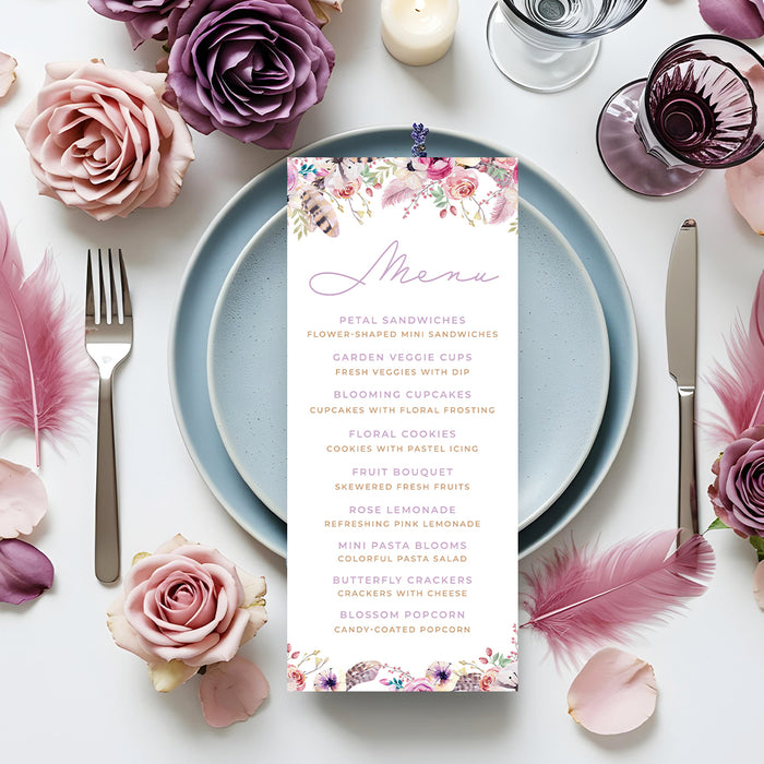 Boho Floral Birthday Invitation Girls Antler Photo Party Invite