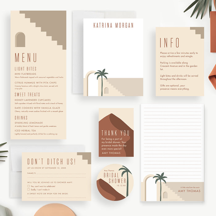 Boho Bridal Shower Invitation with Desert Palm Tree
