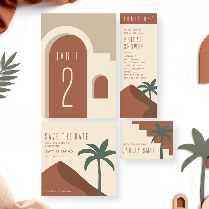 Boho Bridal Shower Invitation with Desert Palm Tree