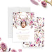 Boho floral birthday invitation featuring your child’s photo with antlers and flower crown for kids’ 1st, 2nd, 3rd, or 4th birthday parties-front-back