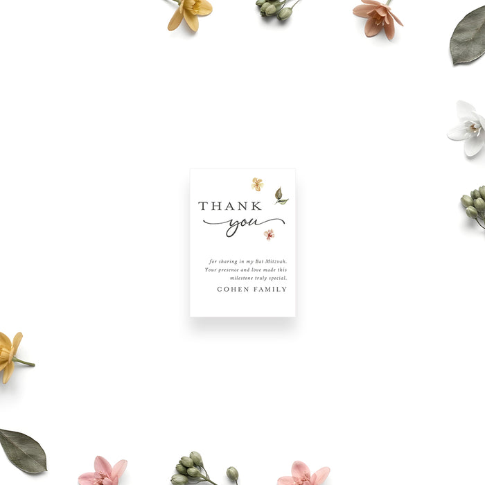 Botanical Bat Mitzvah Invitation Elegant Floral Jewish Invite