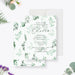 Greenery birthday invitation featuring a watercolor leaf design-front-back