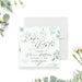 Greenery birthday save the date card featuring a botanical watercolor leaf design-front