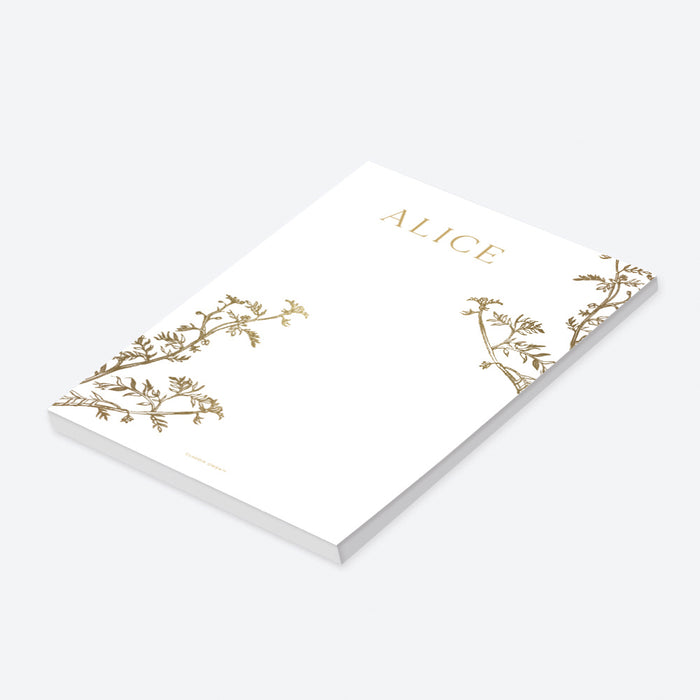 Botanical Notepad Black and Gold Botanical Personalized Notepad Wedding Stationery