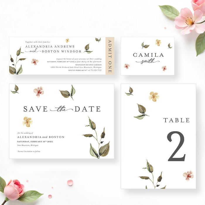 Botanical Wedding Invitation Floral Garden Party Invite
