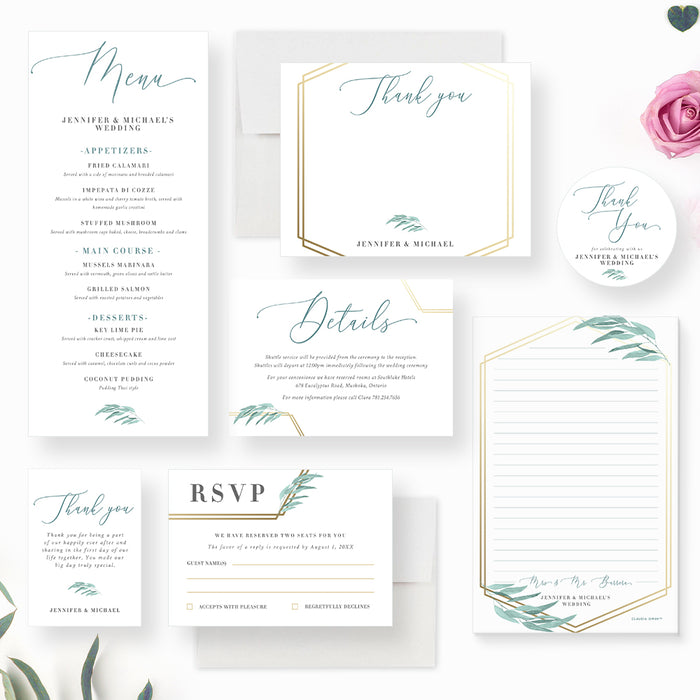 Elegant Eucalyptus Wedding Invitation Botanical Greenery Design