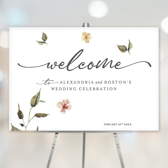 Botanical Wedding Welcome Sign Floral Reception Decor