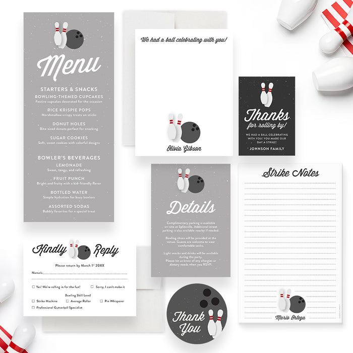 Kids Bowling Birthday Party Invitation