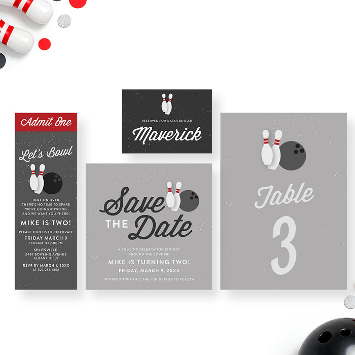 Kids Bowling Birthday Party Invitation