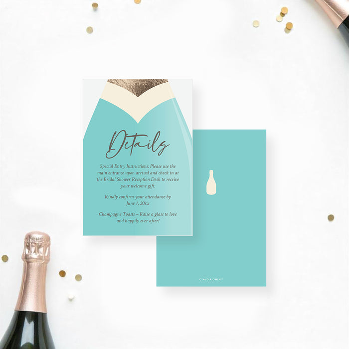 Bridal Shower Invitation Champagne Bottle Design Elegant Card