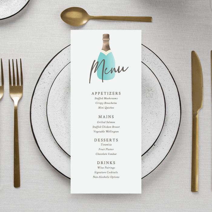 Bridal Shower Invitation Champagne Bottle Design Elegant Card