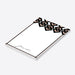 Personalized notepad featuring a rose gold and black geometric illustration-side
