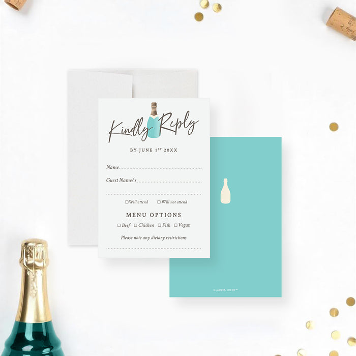 Bridal Shower Invitation Champagne Bottle Design Elegant Card