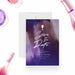 Purple watercolor save the date card with wine glass icon and bridal shower party details.-front