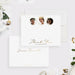 Bridesmaid photo thank you card front and back, with three circular photos, printed gold lettering and a personalized name on the back.