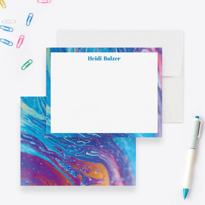 Bright custom stationery set with colorful border design