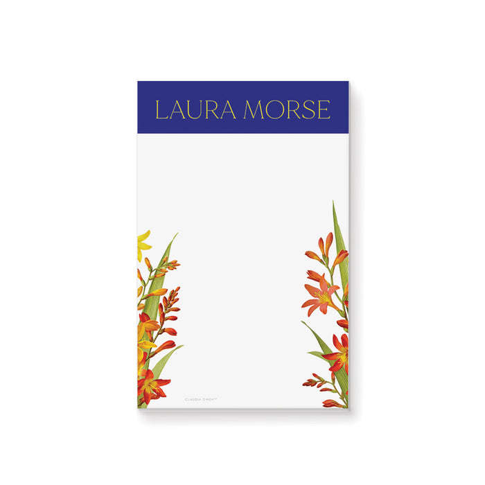 Floral Spring Notepad with Lily Flower Illustrations, Summer Soiree Cocktail Party Favor, Personalized Flowery Stationery Writing Paper for Her