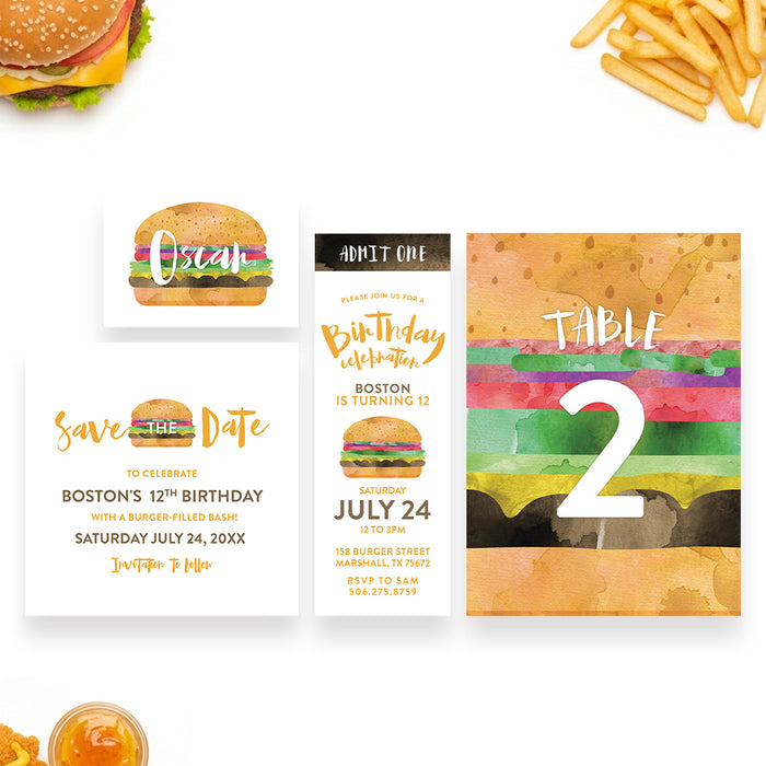 Burger Birthday Party Invitation Summer Cookout Invite