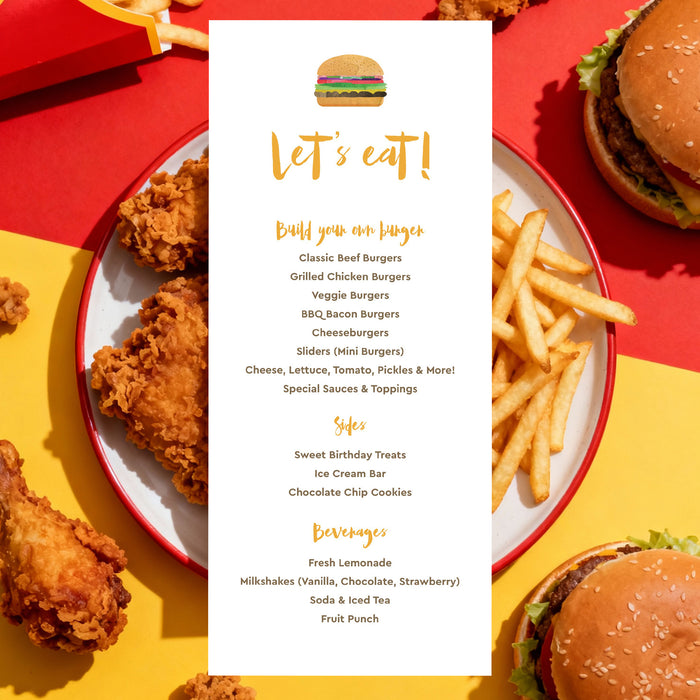 Burger Birthday Party Invitation Summer Cookout Invite