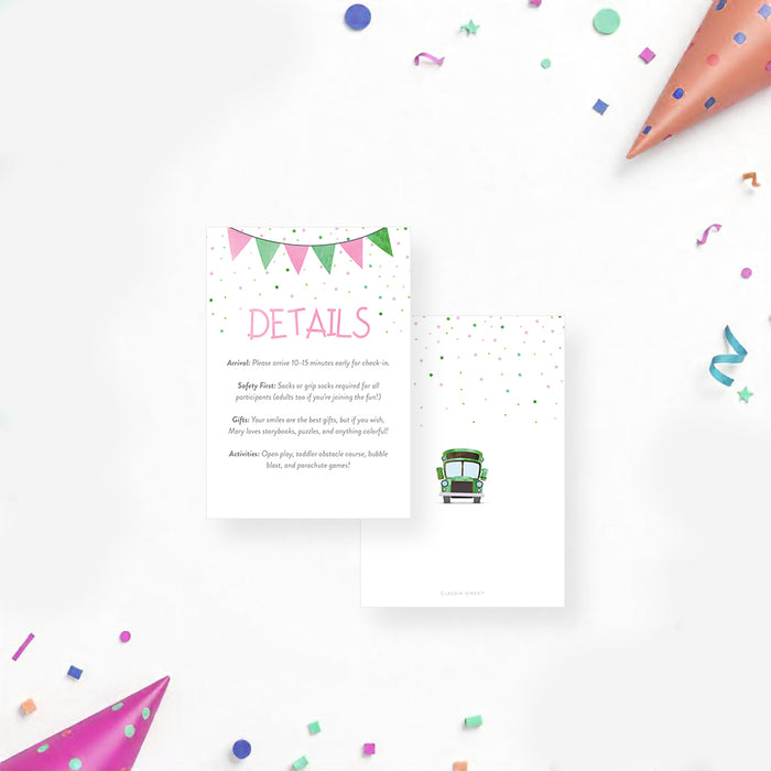 Bus Birthday Invitation Tumbling Party Theme Custom Age