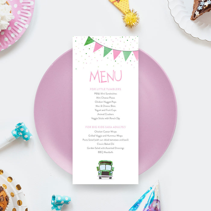 Bus Birthday Invitation Tumbling Party Theme Custom Age