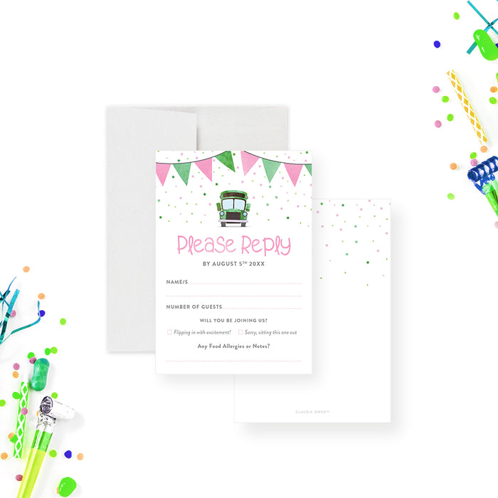 Bus Birthday Invitation Tumbling Party Theme Custom Age