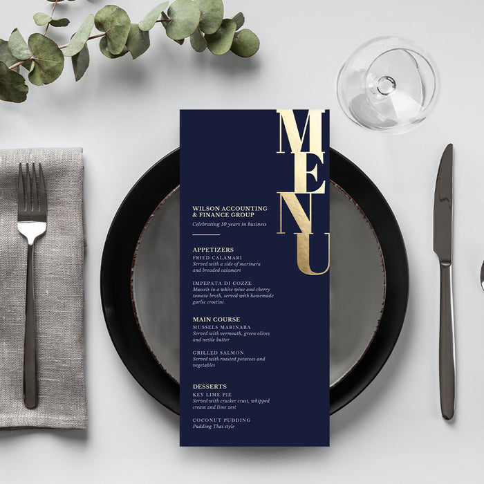 Business Gala Invitation Card in Navy Blue and Bold Gold, Elegant Party Invitations for Corporate Fundraiser, Company Awards Night Invites