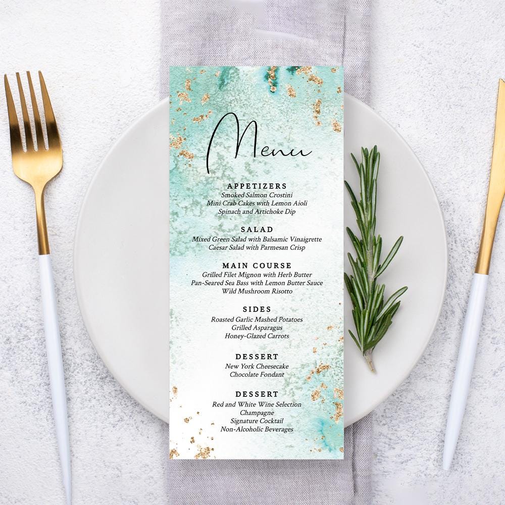 Event Menu Card Example Menu Card Template for Formal Corporate Event, Custom Gala Event Menu