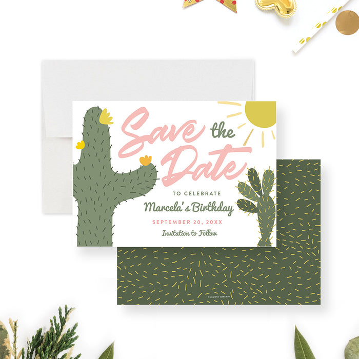 succulent birthday invitations Fun Cactus-Themed Birthday Party Invitation for Girls, Succulent Birth