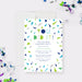 Cancer free celebration party invitation with colorful lettering and confetti-front