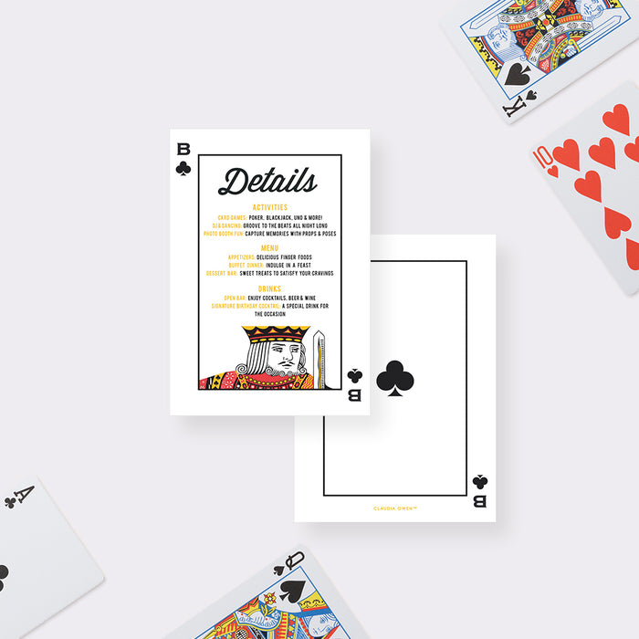 Casino Birthday Invitation Card with King of Clubs Design, Poker Night Party Invites for Mens Birthday, Casino Party Invitation for Him, Gambling Birthday Invitation