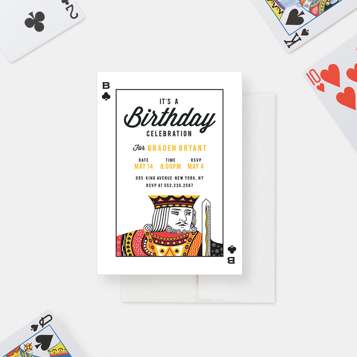 Casino Birthday Invitation Card with King of Clubs Design, Poker Night Party Invites for Mens Birthday, Casino Party Invitation for Him, Gambling Birthday Invitation