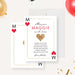 Queen of Hearts playing card 30th birthday invitation with elegant casino-inspired design-front-back