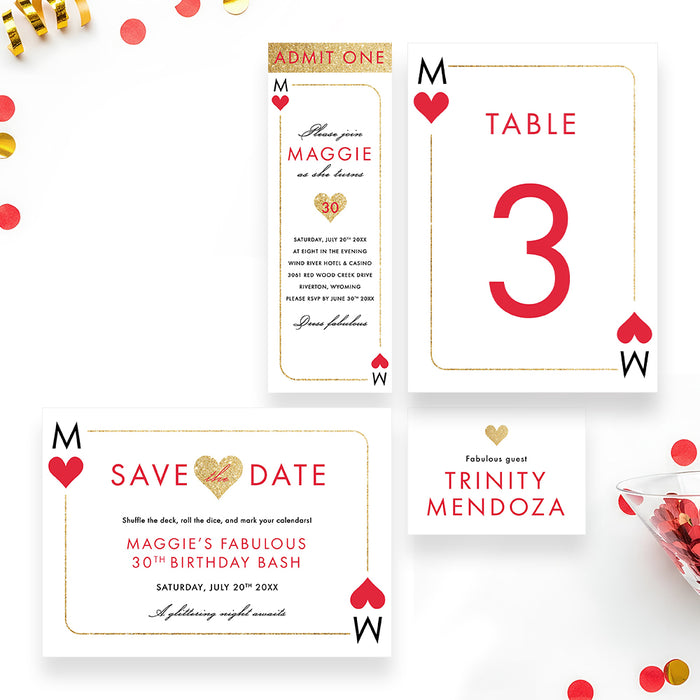 Casino Birthday Invitation Poker Night Party Invite