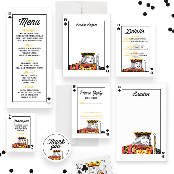 Casino Birthday Invitation Card with King of Clubs Design, Poker Night Party Invites for Mens Birthday, Casino Party Invitation for Him, Gambling Birthday Invitation