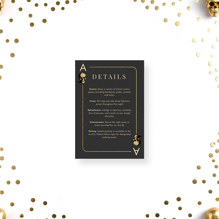 Casino Night Birthday Party Invitation with Skull Playing Card Design