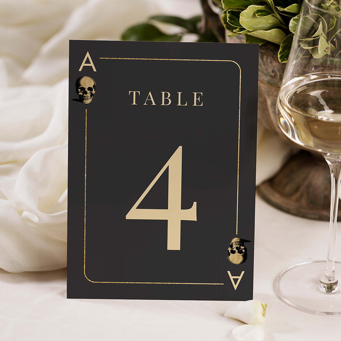 Casino Night Birthday Party Invitation with Skull Playing Card Design