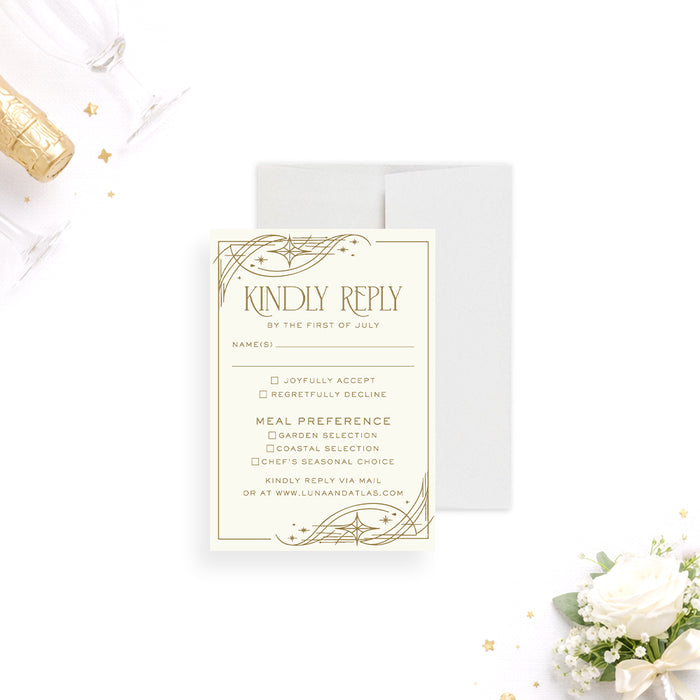 Personalized Celestial Art Deco Wedding Invitation