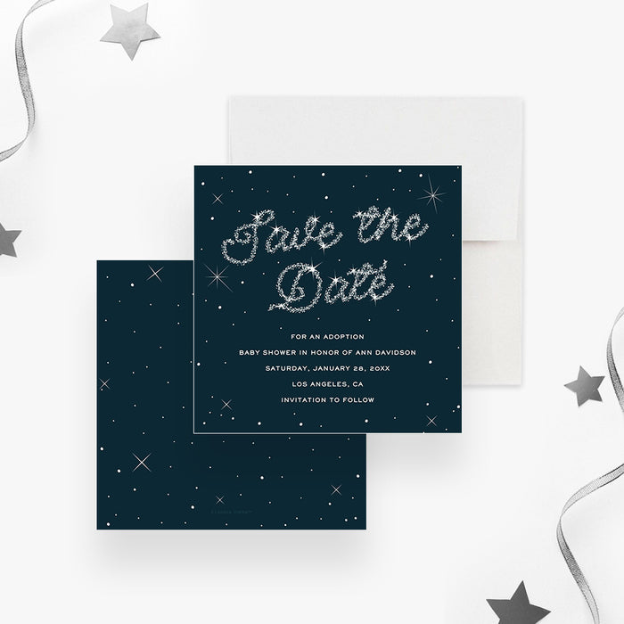 It was Written in the Stars Adoption Baby Shower Invitations, Starry Night Adoption Baby Shower Cards for Girl and Boy, Unique Baby Announcement Cards