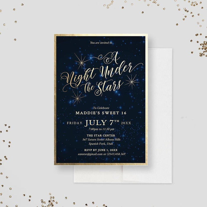 Celestial invitation template with starry night sky party printable.