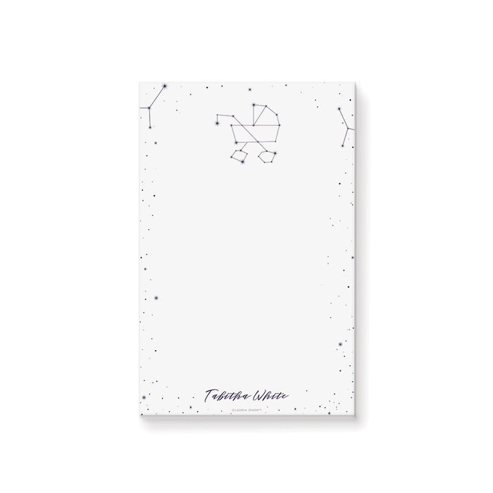 Cosmic Notepad with Baby Stroller Star Constellation, Custom Gift for Expectant Mom, Celestial Baby Shower Party Favor