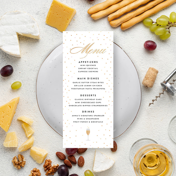 Champagne Birthday Invitation Elegant Women Celebration Party Invite