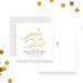 Elegant champagne birthday save the date card with confetti dot design and script lettering for a stylish celebration.-front-back