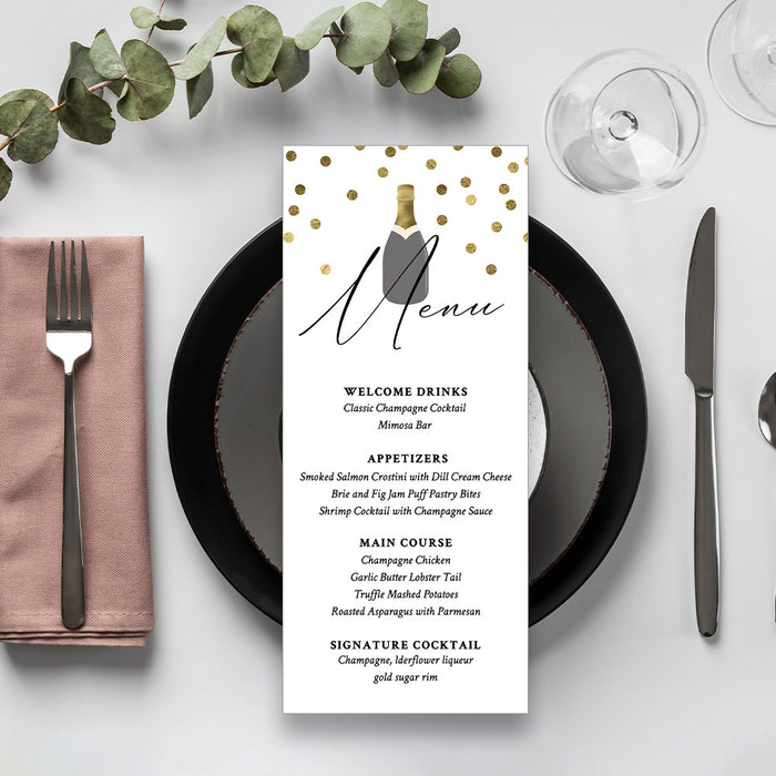 Champagne Bottle Birthday Invitation Milestone Adult Party