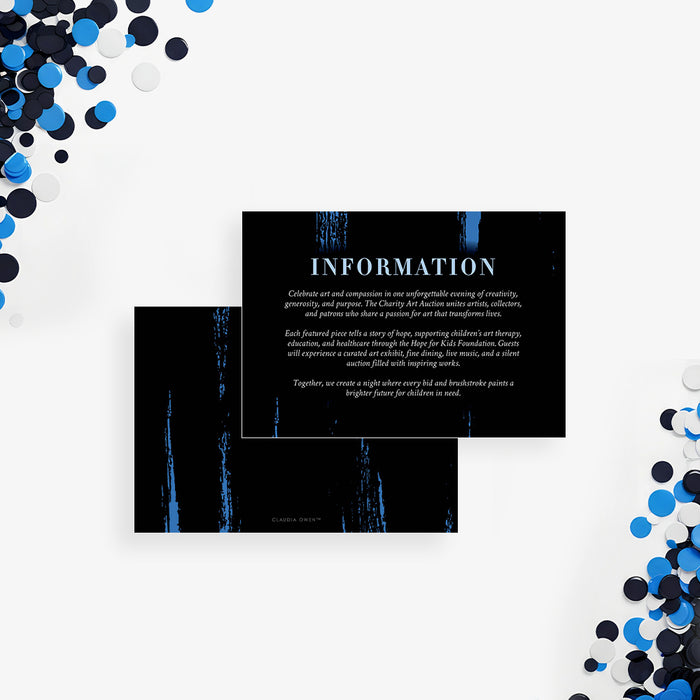 Charity Art Auction Invitation Black Blue Fundraiser Event Invite