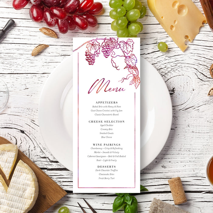 Cheese Wine Birthday Invitation Elegant Vineyard Party Card